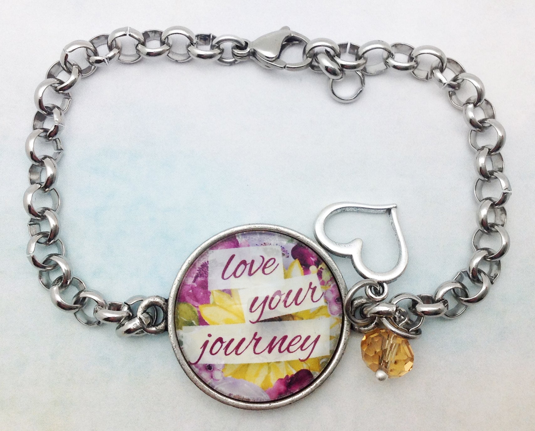 Love Your Journey Pewter Rolo Bracelet