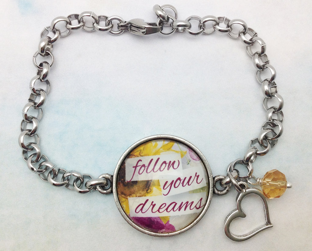 Follow Your Dreams Pewter Rolo Bracelet