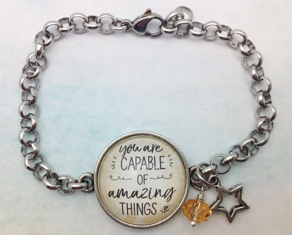 You Are Capable of Amazing Things Pewter Rolo Bracelet
