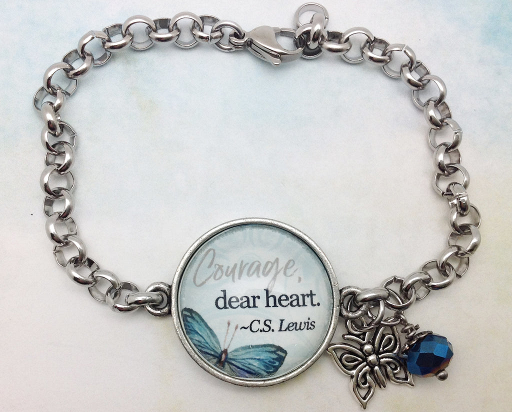 Courage Dear Heart Pewter Rolo Bracelet