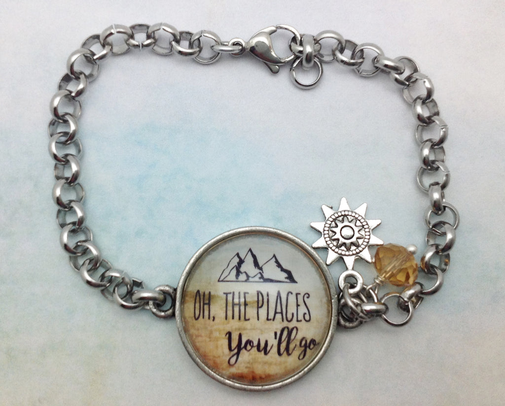 Oh the Places You'll Go Pewter Rolo Bracelet