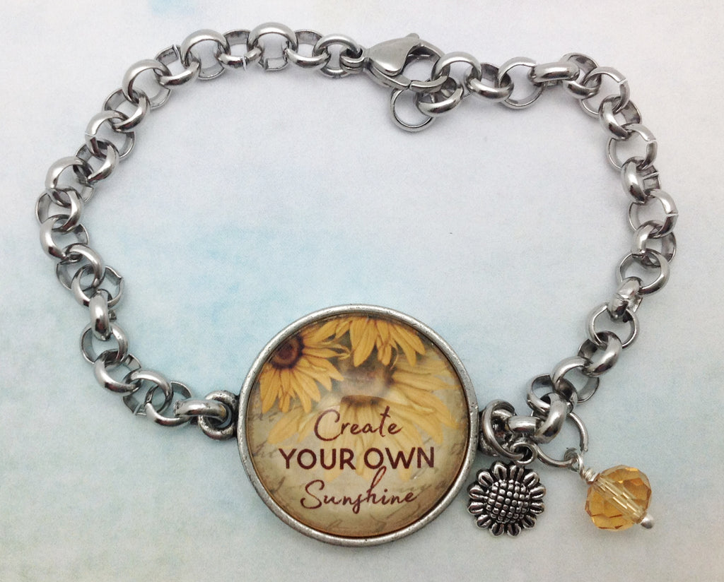 Create Your Own Sunshine Pewter Rolo Bracelet