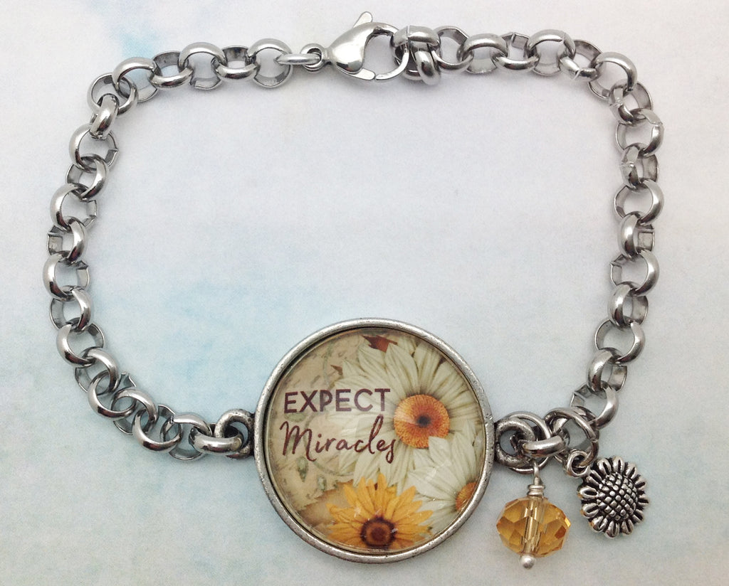 Expect Miracles Pewter Rolo Bracelet