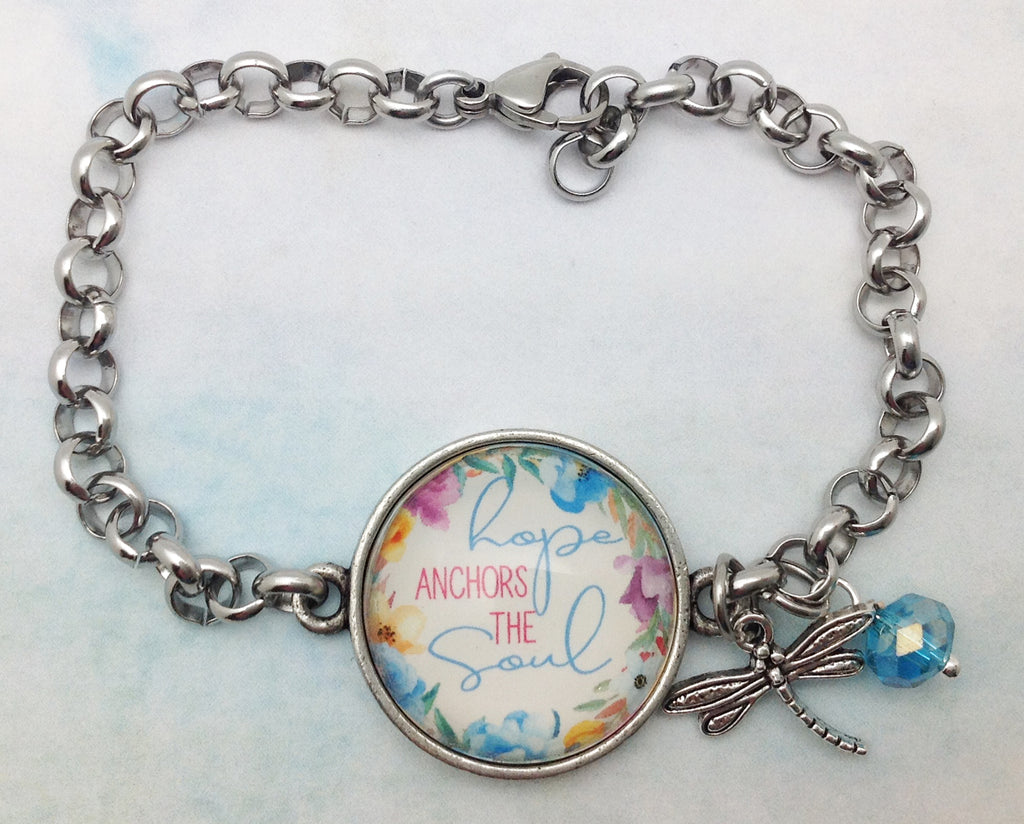 Hope Anchors the Soul Pewter Rolo Bracelet