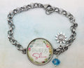 Smile Sparkle and Shine Pewter Rolo Bracelet