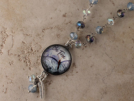 BEAD01- Be Free Butterfly Beaded Necklace