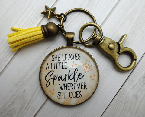 She Leaves a Little Sparkle Wherever She Goes Bronze Keychain