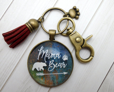 Mama Bear Bronze Keychain