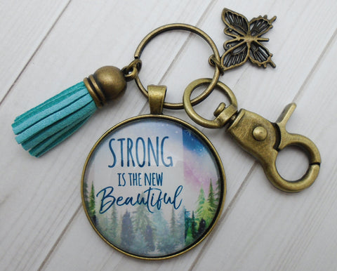 Strong is the New Beautiful Bronze Keychain
