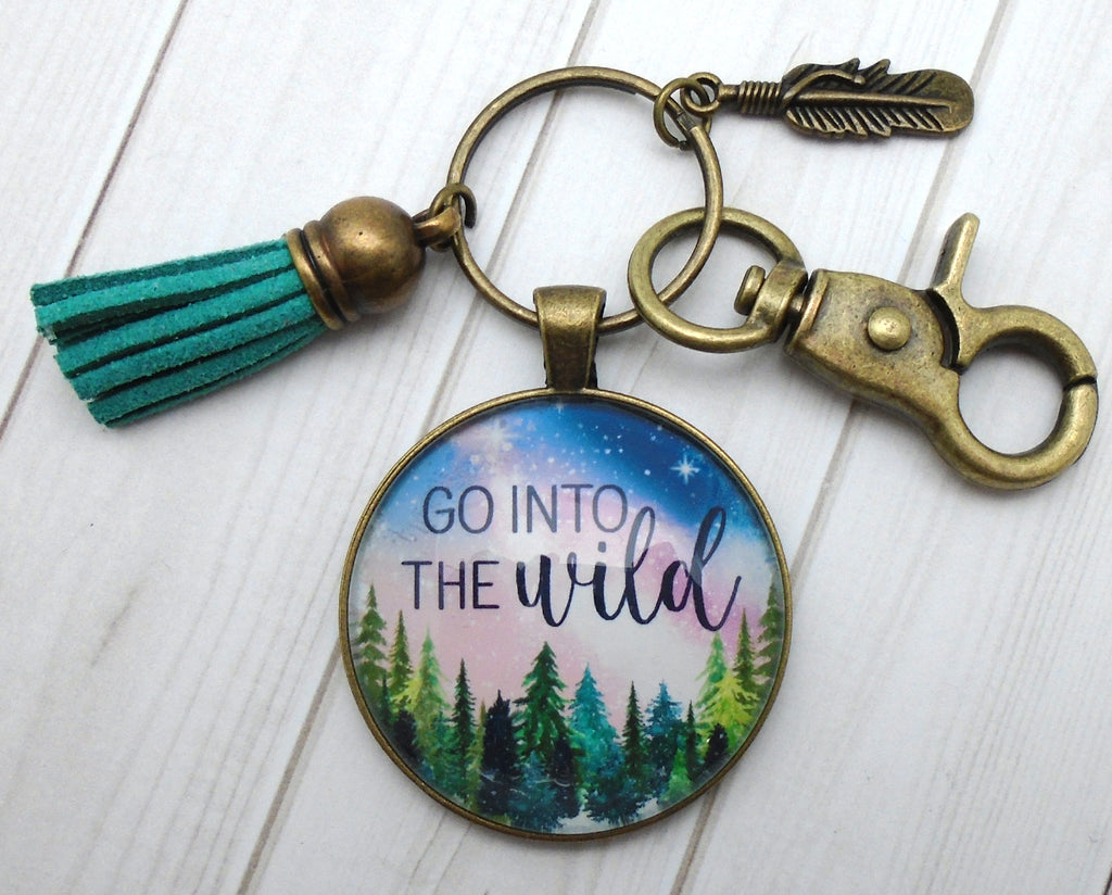 Go Into the Wild Bronze Keychain