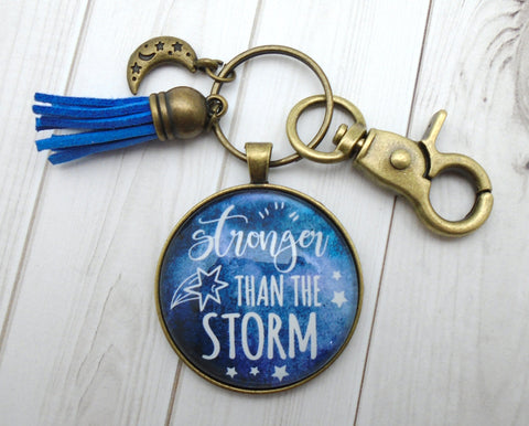 Stronger than the Storm Bronze Keychain