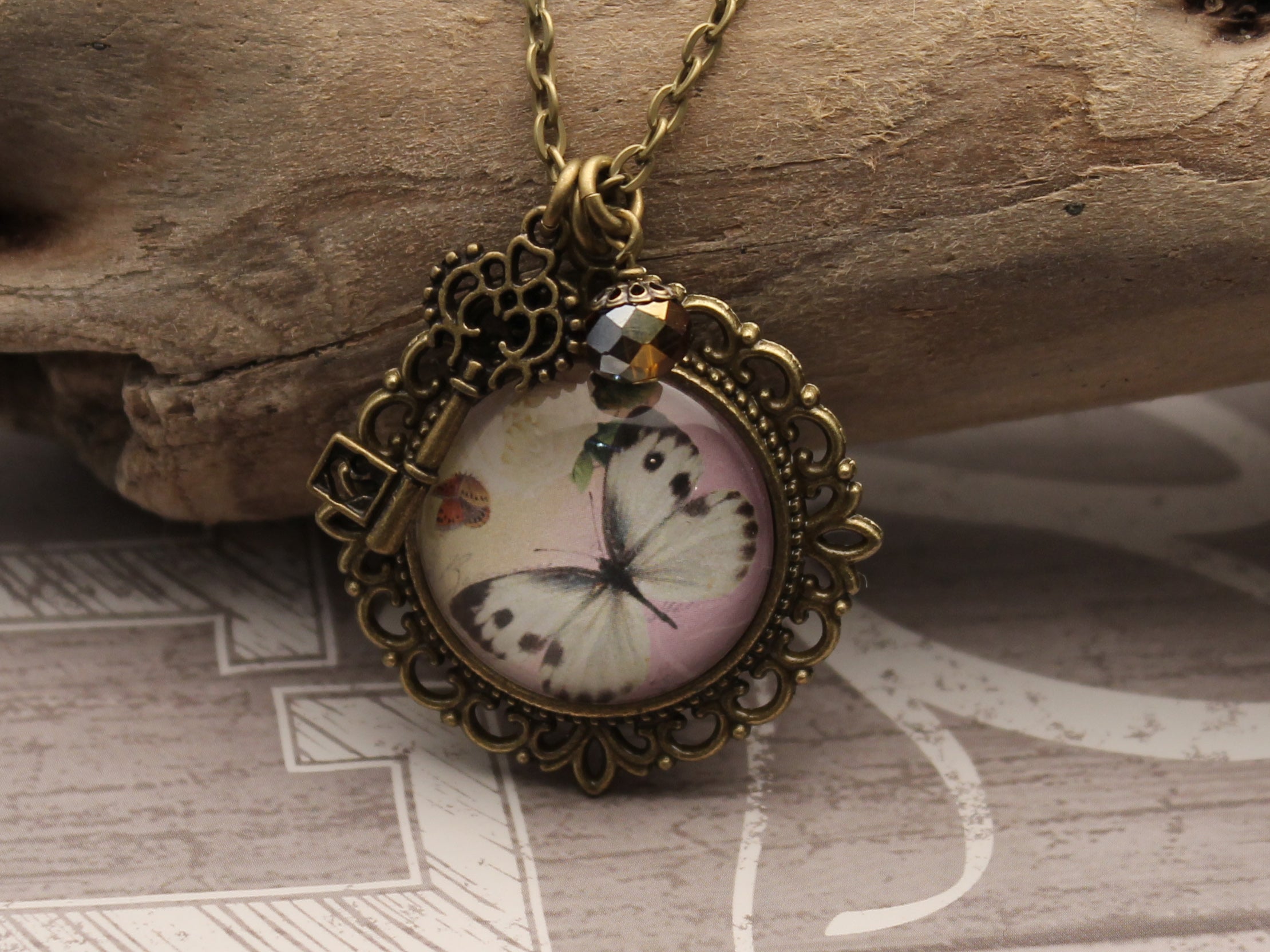 BUT06 - Just Breathe Two Sided Vintage Necklace