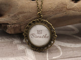 BUT06 - Just Breathe Two Sided Vintage Necklace