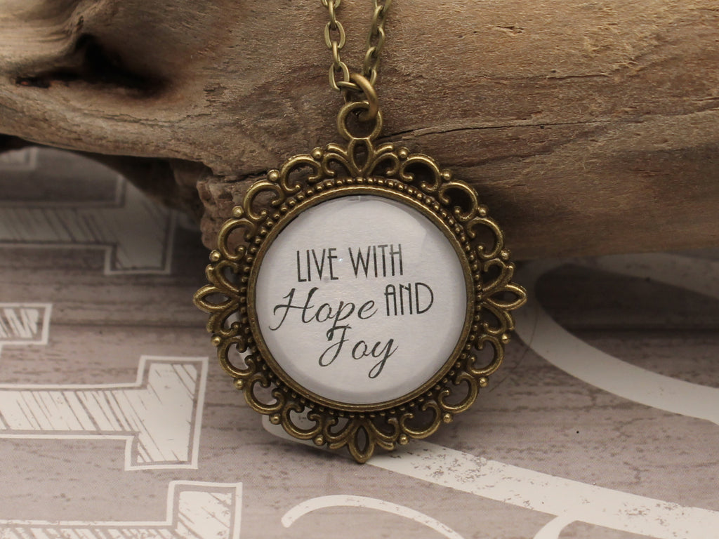DRA04 - Live with Hope and Joy Two Sided Vintage Necklace