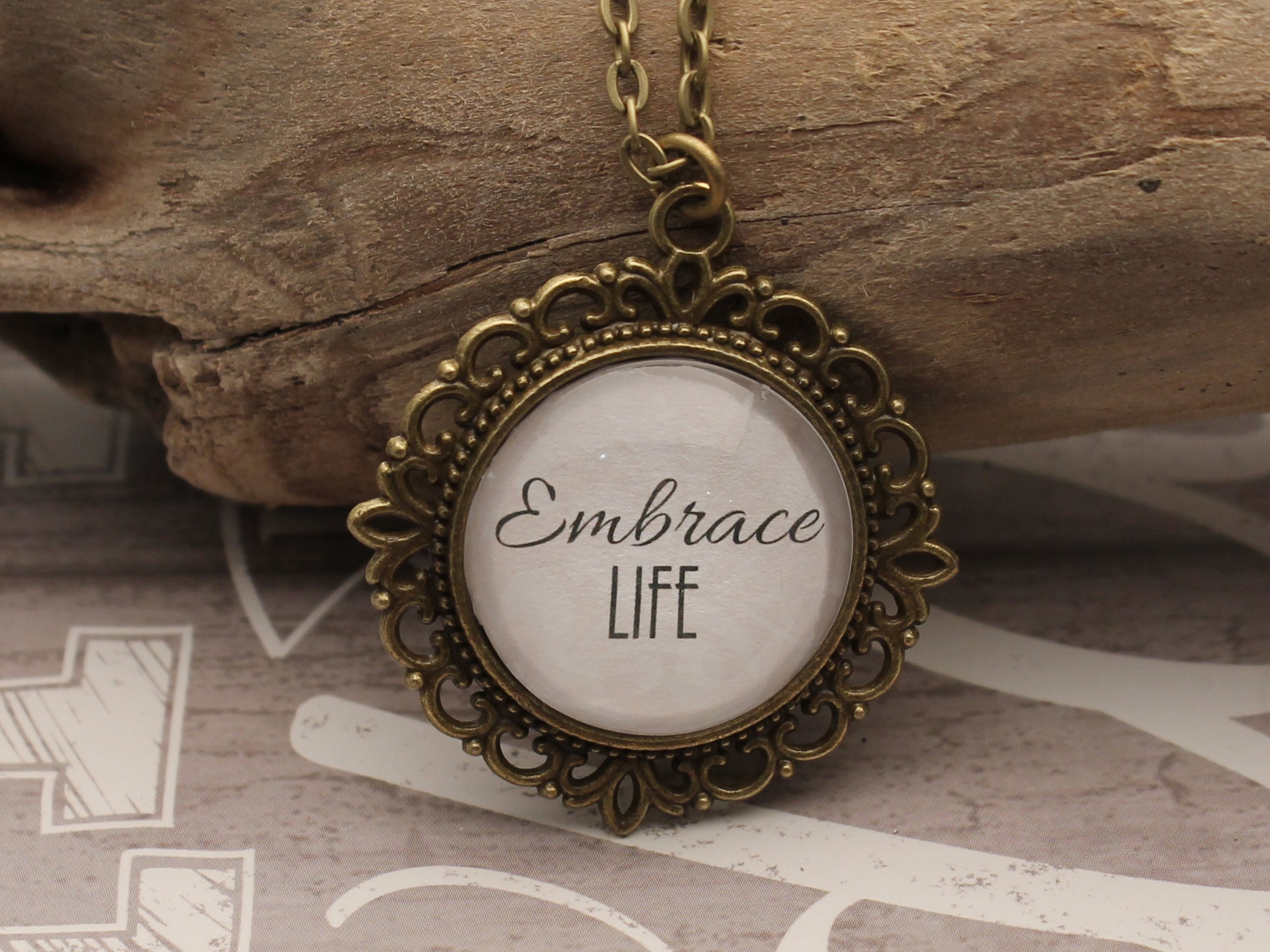 DRA06 - Embrace Life Two Sided Vintage Necklace