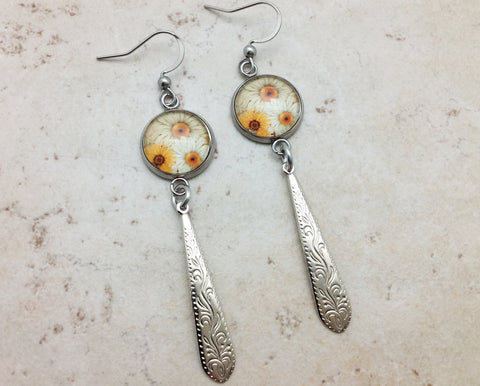 Sunflower Long Drop Earrings