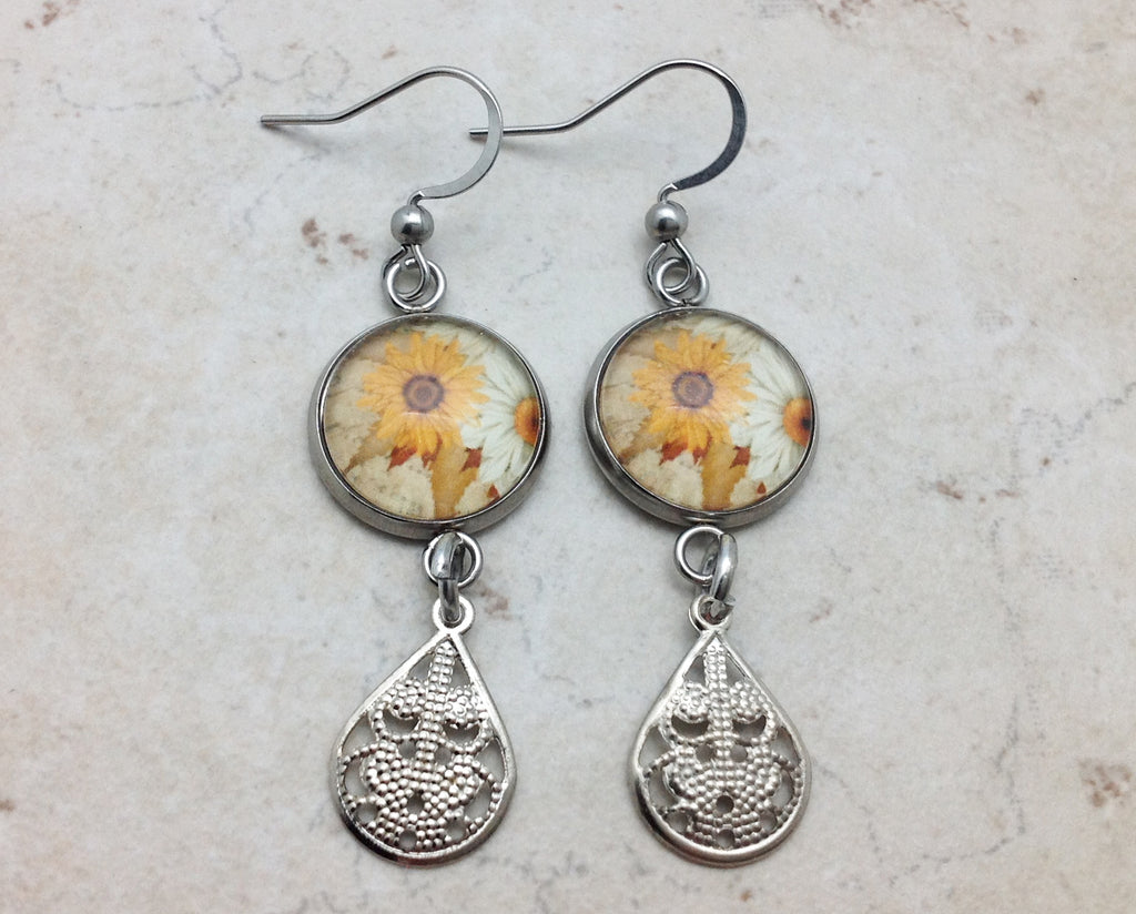 Sunflower Short Drop Earrings