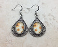 Pewter Sunflower Drop Earrings