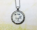 Be the Light Hammered Edge Pewter Necklace