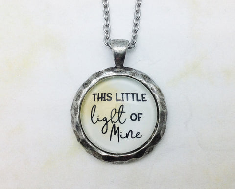This Little Light of Mine Hammered Edge Pewter Necklace