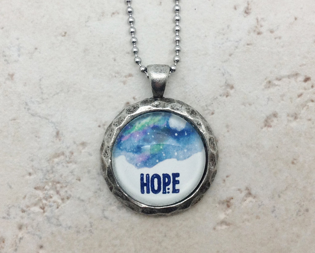 HOPE Hammered Edge Pewter Necklace