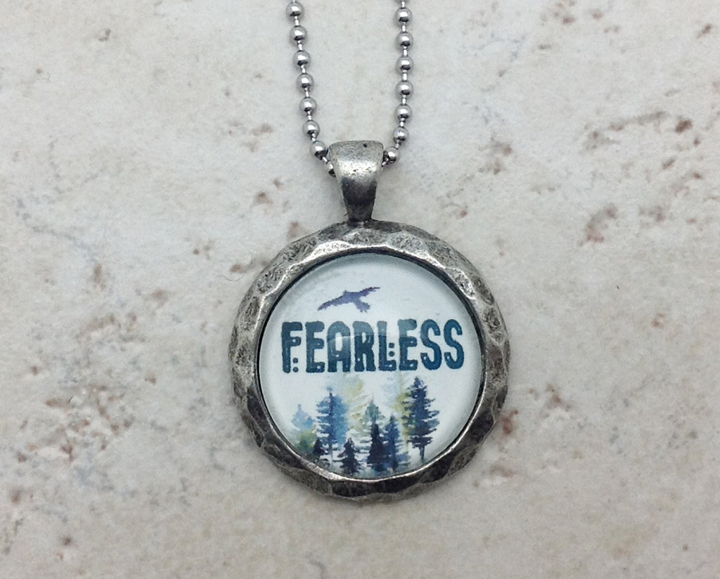 FEARLESS Hammered Edge Pewter Necklace