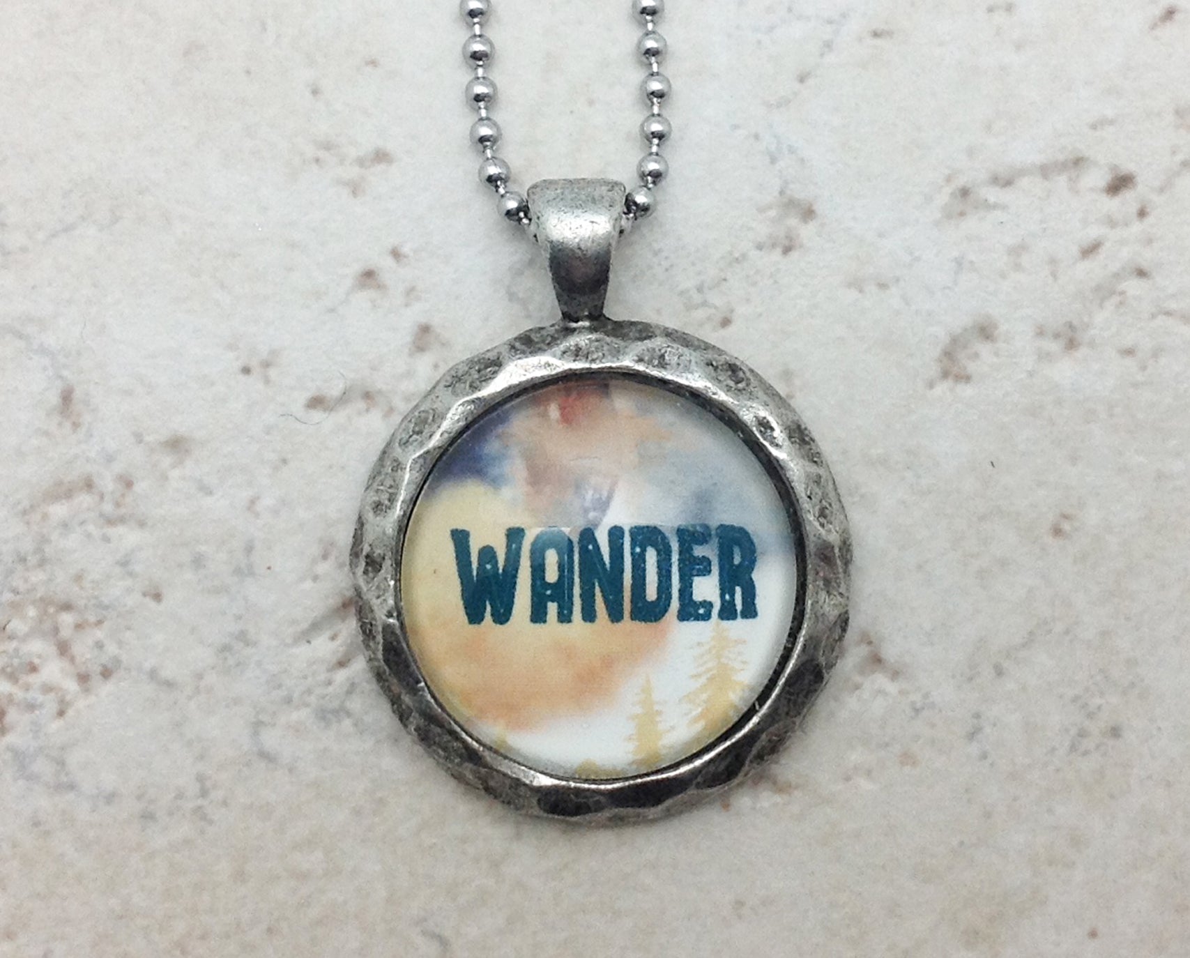 WANDER Hammered Edge Pewter Necklace
