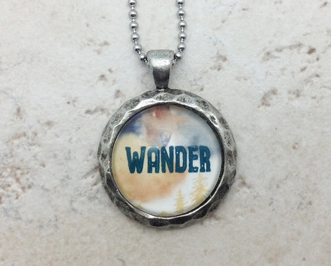 WANDER Hammered Edge Pewter Necklace