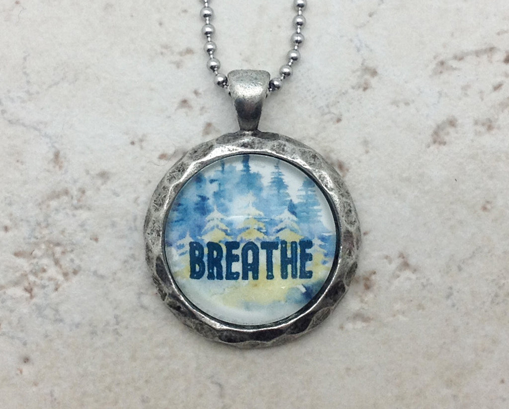 BREATHE Hammered Edge Pewter Necklace