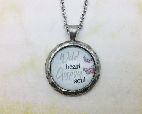 Wild Heart Gypsy Soul Hammered Edge Pewter Necklace