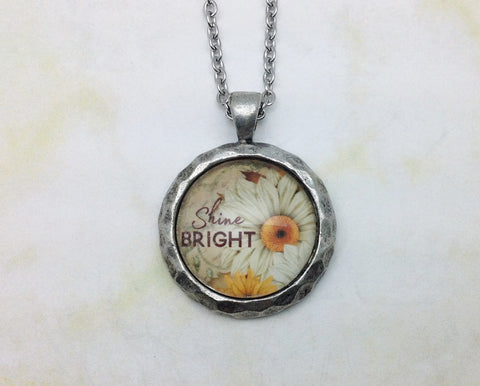 Shine Bright Hammered Edge Pewter Necklace