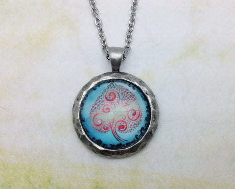 Tree of Life Hammered Edge Pewter Necklace