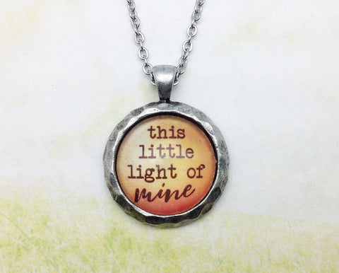 This Little Light of Mine Hammered Edge Pewter Necklace
