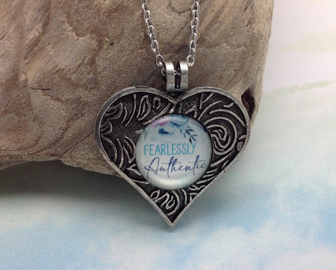 Fearlessly Authentic Pewter Heart Necklace
