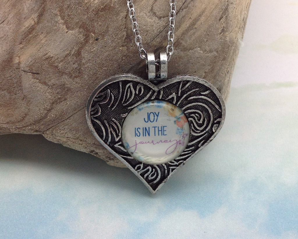 Joy is in the Journey Pewter Heart Necklace
