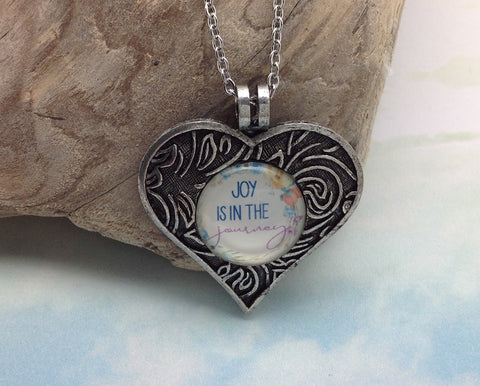 Joy is in the Journey Pewter Heart Necklace