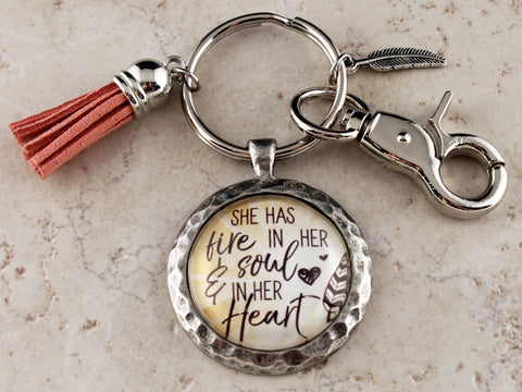 KEY14 - She Has Fire in Her Soul & In Her Heart Keychain