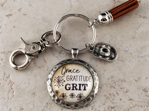 KEY19 - Grace Gratitude GRIT Keychain