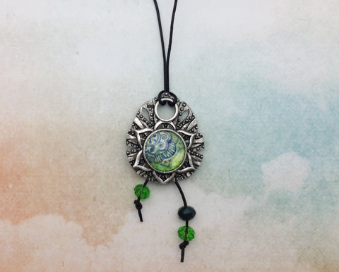 Green Mandala Pewter Necklace
