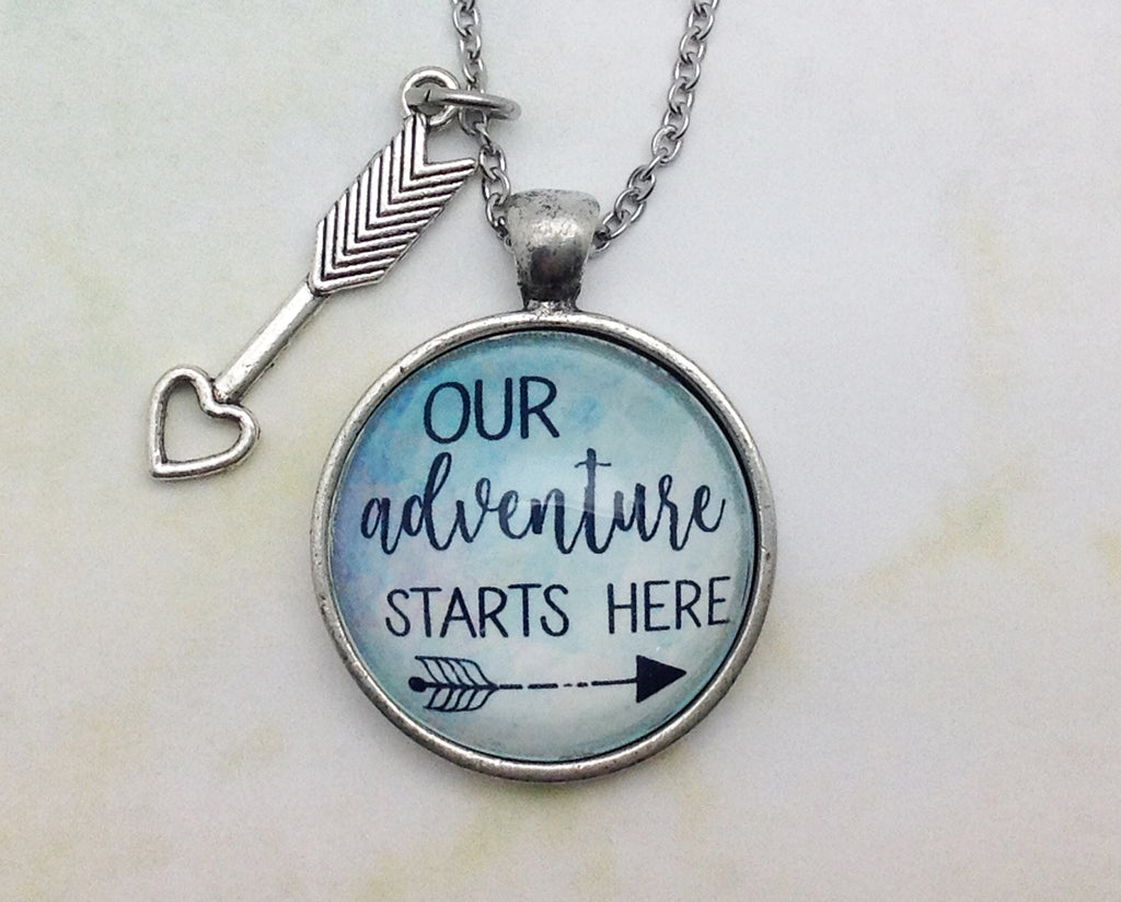 Our Adventure Starts Here Pewter Necklace