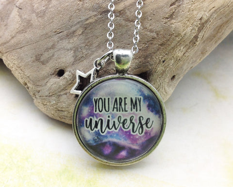 You Are My Universe Pewter Necklace