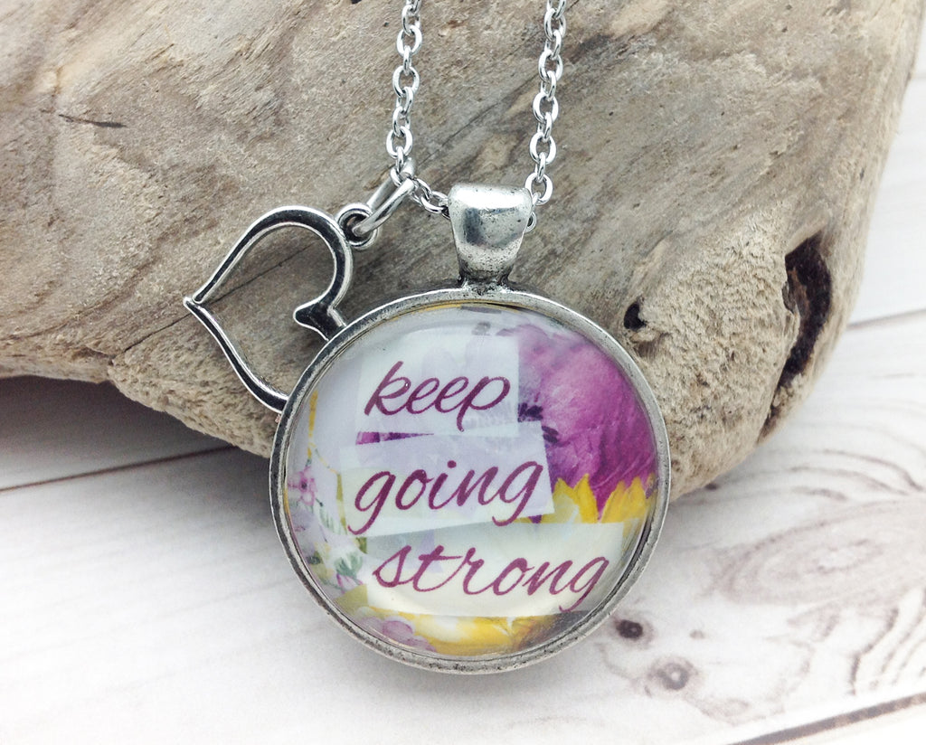 Keep Going Strong Pewter Necklace