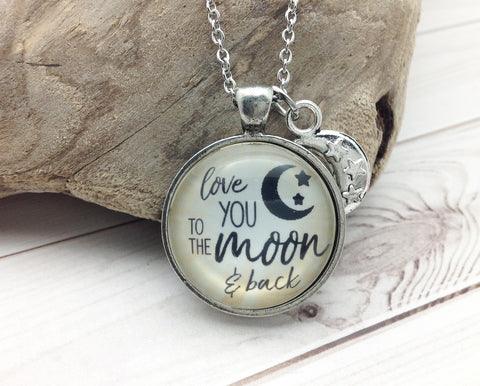 Love You to the Moon and Back Pewter Necklace