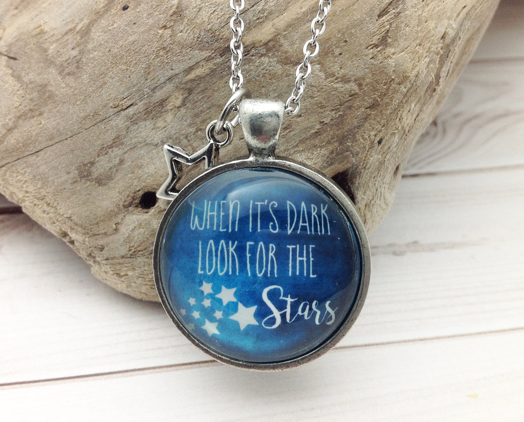 When It's Dark Look for the Stars Pewter Necklace