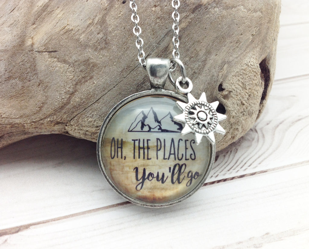 Oh, the Places You'll Go Pewter Necklace