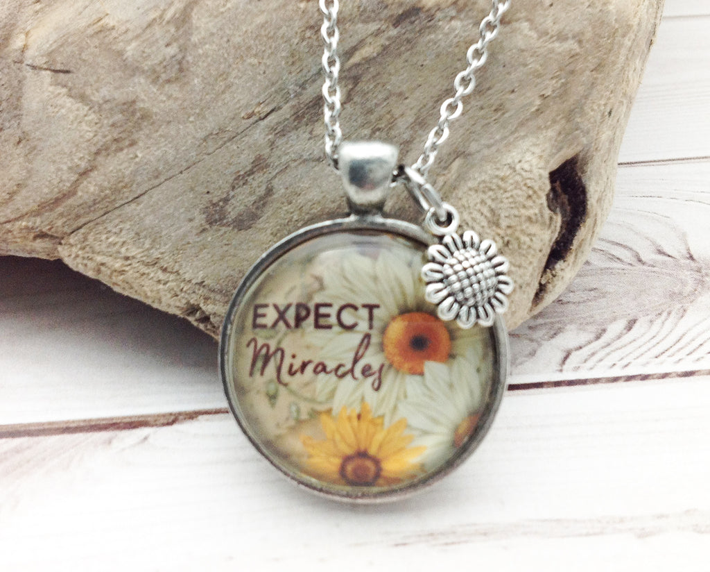 Expect Miracles Pewter Necklace