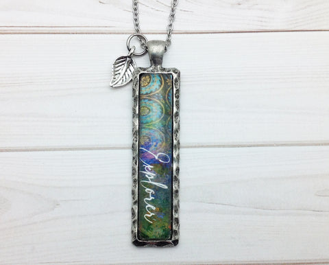 Explorer Rectangle Pewter Necklace