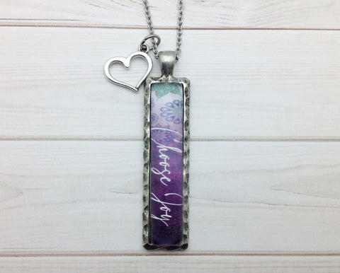 Choose Joy Rectangle Pewter Necklace