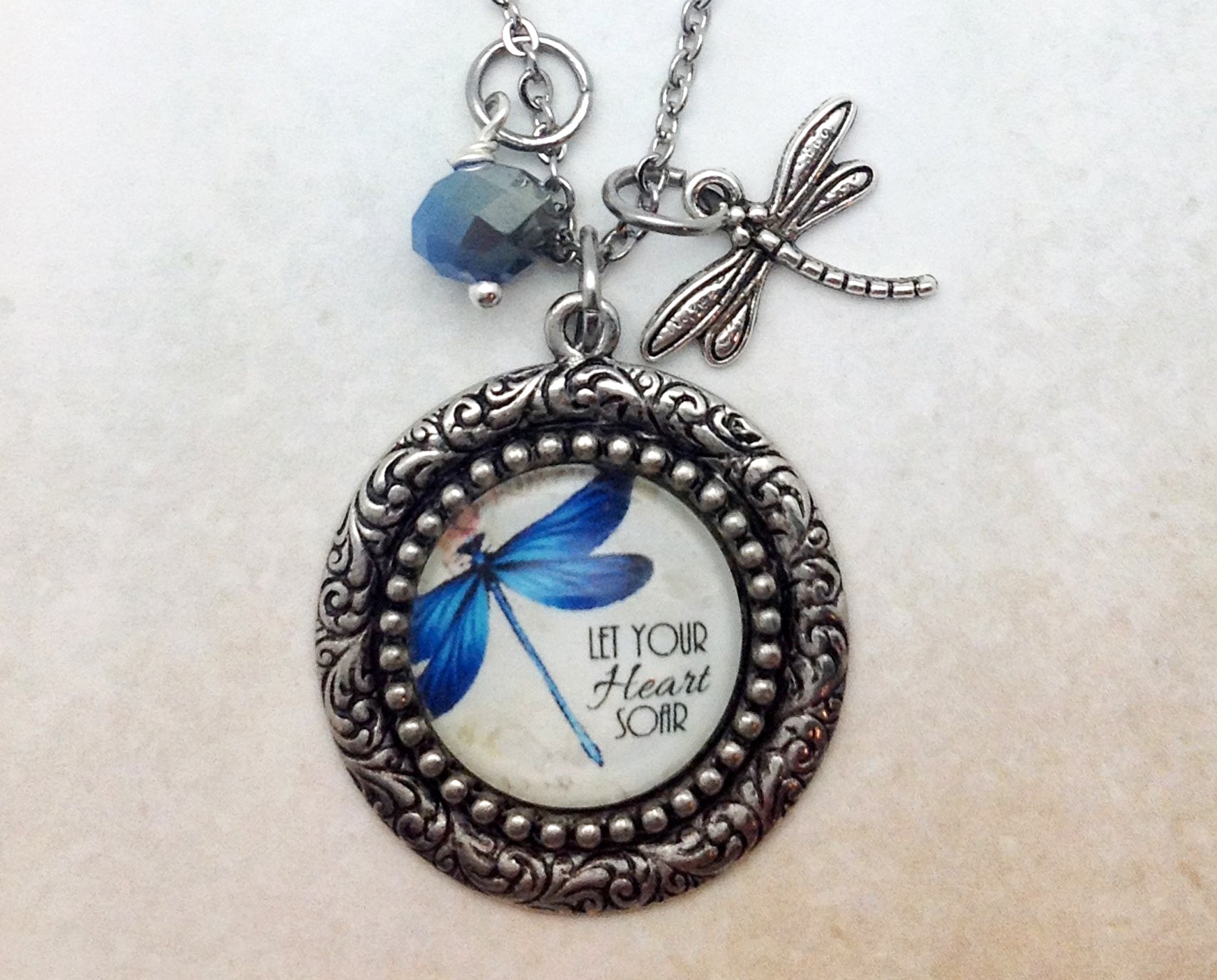 Let Your Heart Soar Vintage Pewter Necklace