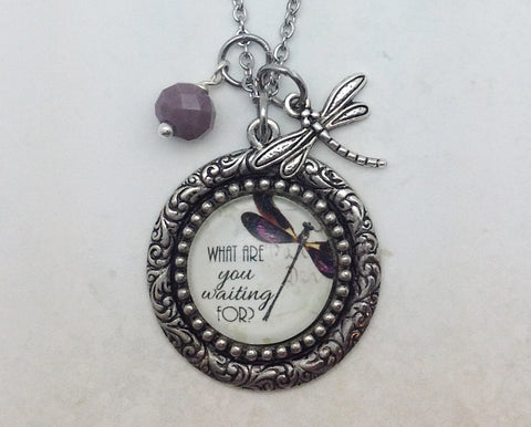 What Are You Waiting For Vintage Pewter Necklace